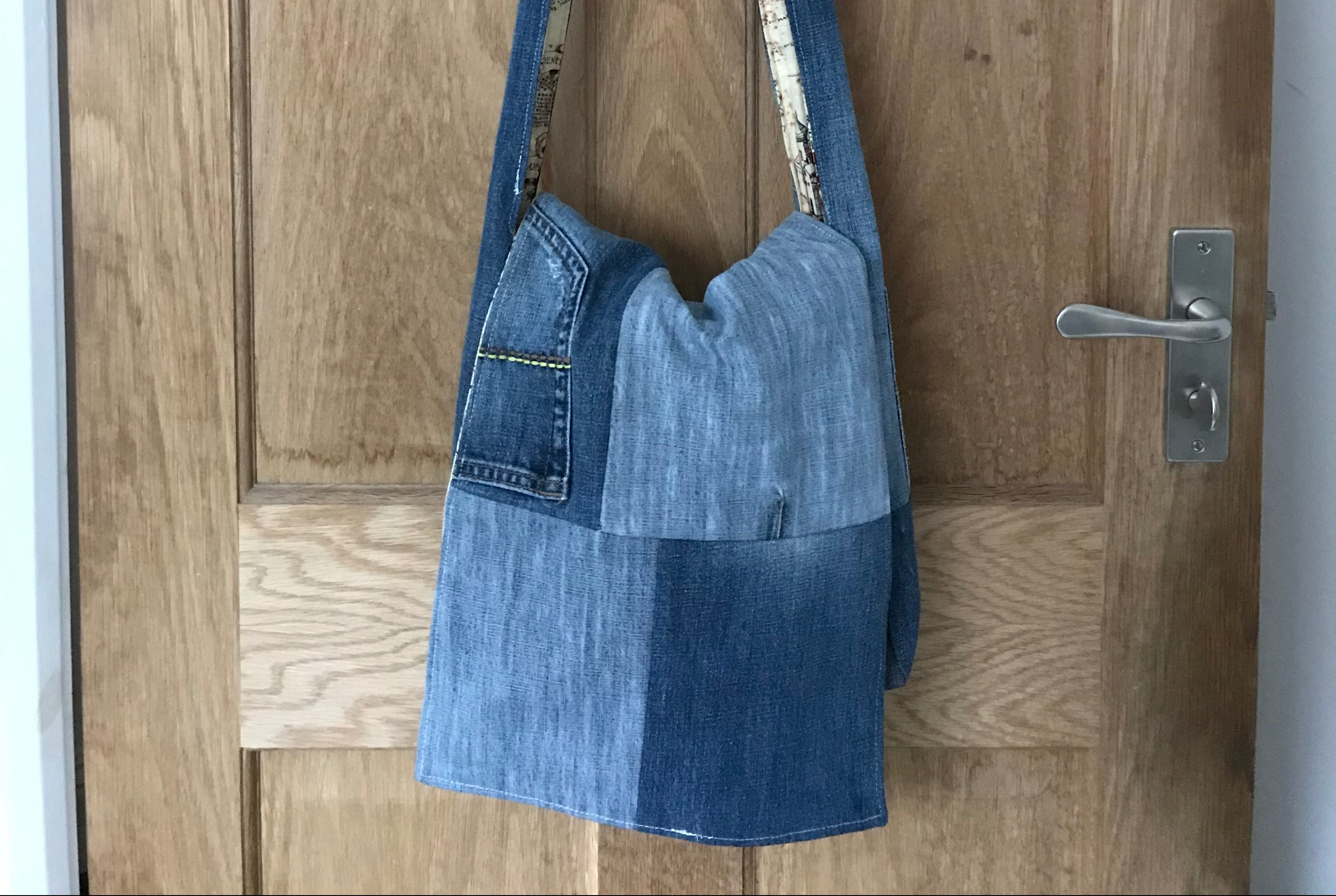 Premium AI Image | Reusable shopping bag from old jeans